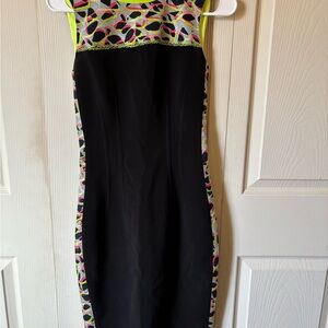 Elie Tahari Black Dress with Neon Accents